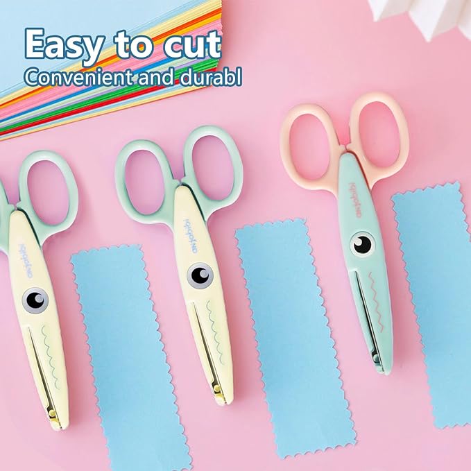 Scissors for Crafting (2-Pack)-Decorative Pattern Edge Craft Scissors,Suitable for Fun DIY Scrapbooking Crafting Projects for Kids Adults (Beige+blue)