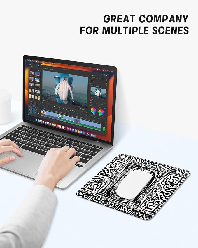 Mouse Pad, Cute Mouse Mat, 10" x 8", Abstract Painting | Square Waterproof Gaming Computer Mat, Textured Top, Stitched Edges, Non-Slip Rubber Base for Office Home Laptop Keyboard