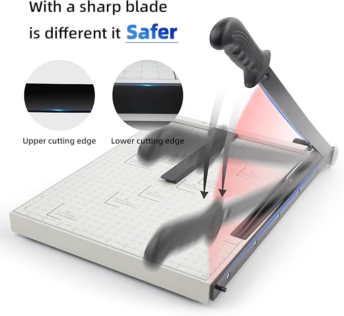 ZEQUAN 15 Inch B4 Guillotine Paper Cutter, Heavy Duty Stack Paper Trimmer with Metal Base, Guard Rail & Safety Lock, 10 Sheet Capacity for Office, Home, School