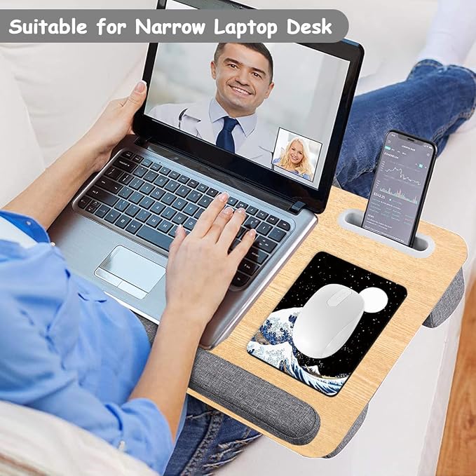 Dapesuom Small Mouse Pad, 6 x 8 Inch Thick Rubber Premium-Textured Non-Slip Portable & Washable Mini Mouse Mat for Women Men Wireless Laptops Keyboard Tray Gaming Computer Office Travel, Waves & Moon