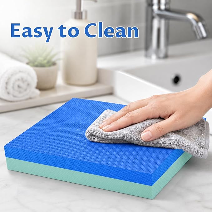 Exercise Balance Pad, 15.7"x13" Non-Slip High-Density Foam Pad for Physical Therapy, Stability Training, Knee Cushion, Standing Desk Foot Rest, 2.4" Thick TPE Workout Mat for Seniors, Rehab and Home Fitness