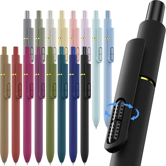 Colorful Gel Pens, 16 Pack 0.7mm Colored Ink Quick-Drying No Bleed | Smooth Writing Coloring, Soft Grip Stress Relief, Fine Point Retractable for Journaling, Note Taking, Office, Students Adults