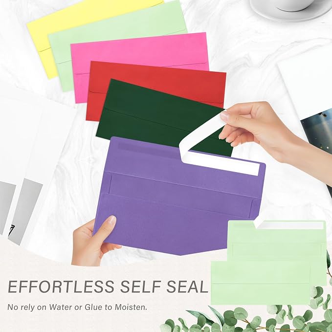 50 Pack #10 Light Green Envelopes Letter Size Self Seal Business Envelopes | Security Mailing Envelopes, 4 1/8 x 9 1/2 Inches