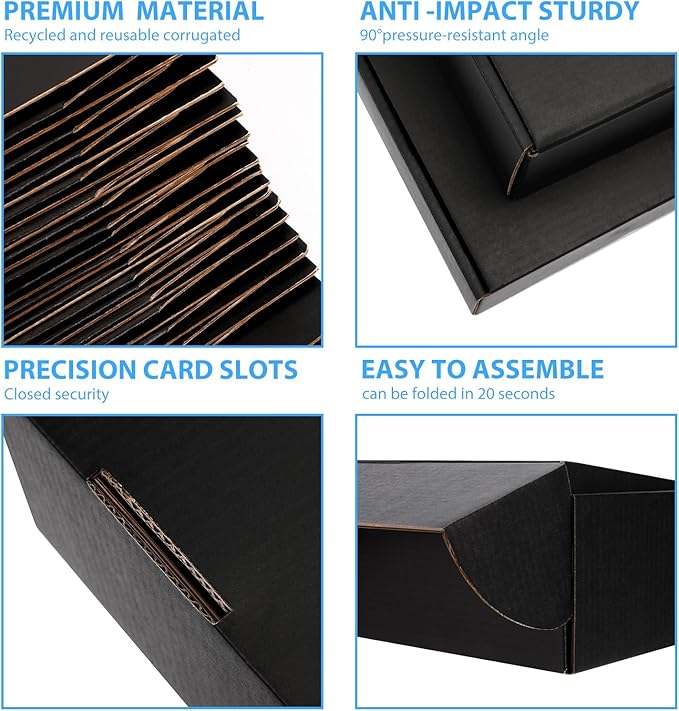 Small Shipping Boxes 13x10x2 Inches – Black Corrugated Cardboard Boxes (20-Pack) for Mailing, Packing, Small Business & Gift Packaging - Recyclable & Sturdy