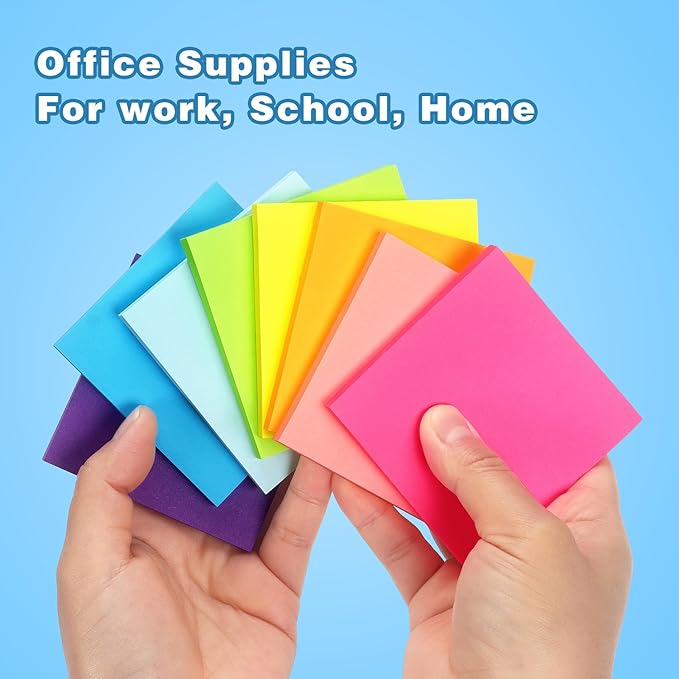 Early Buy 24 Pack Sticky Notes, 3×3 Inch, 8 Bright Colors, Self-Adhesive Notes, 60 Sheets per Pad, 1,440 Sheets Total, for Office, School, and Home Planning