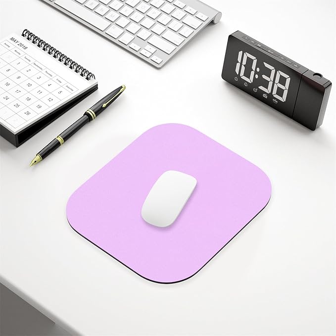 Hsurbtra Mouse Pad, Premium-Textured Small Square Mousepad 8 x 9 Inch Purple, Thick 3 mm Anti-Slip Waterproof Rubber Pretty Cute Computer Mat for Office Home Gaming Laptop Men Women Kids