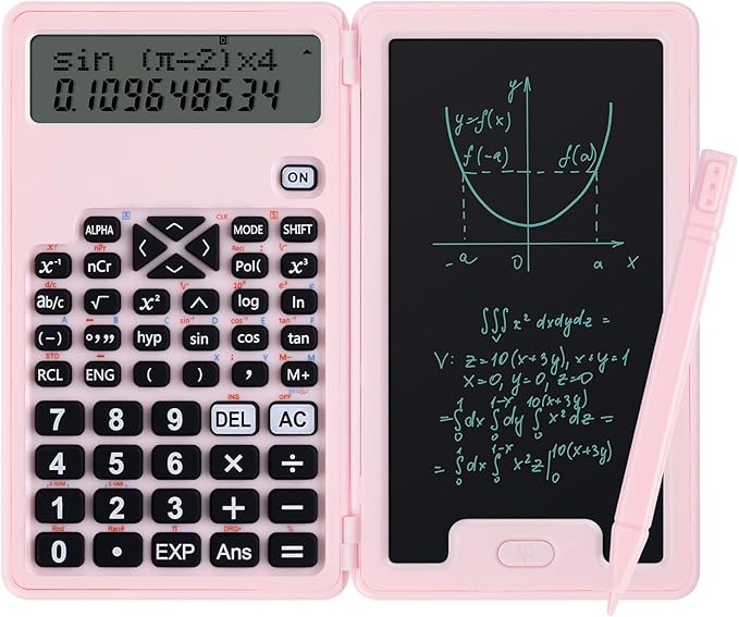 Scientific Calculators for Students, Office Desktop Calculators, 240 Computing Functions, Pink Cute Small Calculator with Notepad, Ideal for Middle High School Students and Teachers (Pink)