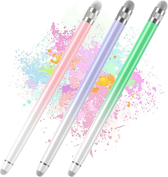 Bopomofo 3PCS Stylus Pen for Touchscreen,High Sensitivity & Precision | Metal Barrel,Fiber Tip,No Charging,Compatible with iPhone iPad Android Microsoft Surface Nintendo Switch Touch Screen