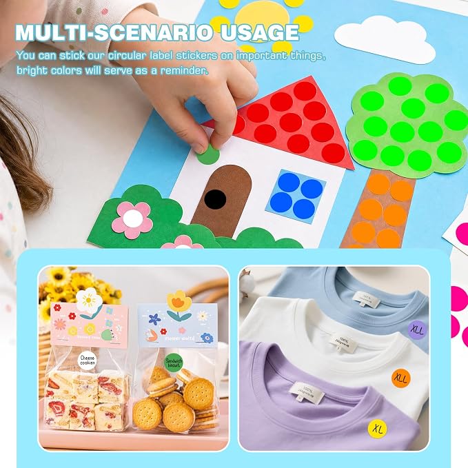 3/4 Inch Color Coding Label Stickers,5000PCS Circle Inventory Sticky Dots Sticker (10 Colors)