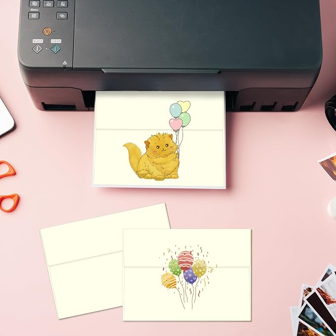 100 Packs Cream 5x7 Envelopes, A7 Envelopes for Invitations | Self seal, Ideal for weddings/graduations/baby showers/ birthdays, 120g thick paper 5.28x7.13.