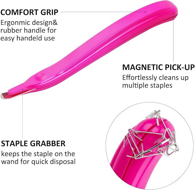 ZZTX Magnetic Staple Remover 3 Pack(Blue, Rose, Green) | Staple Removal Tool, Easy removal, No paper tear, 3-color set