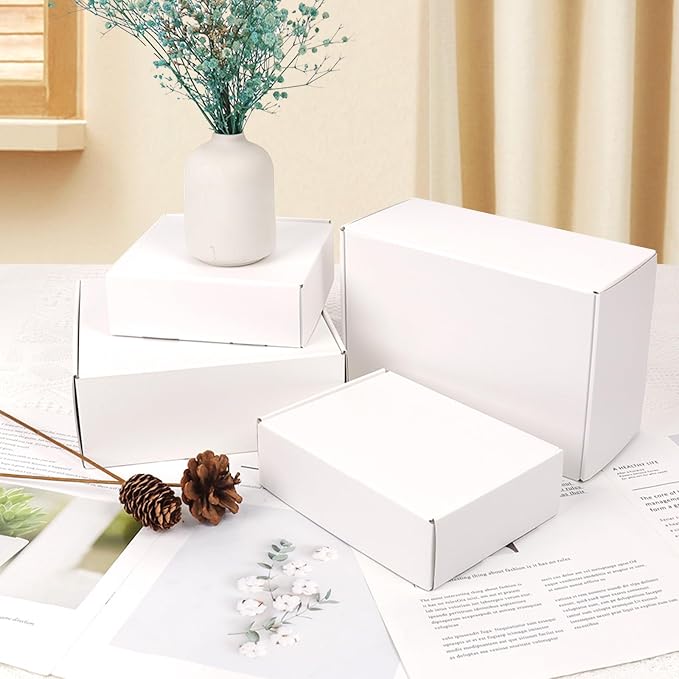 White Shipping Boxes Small 7x5x2 Inches, 45 Pack Corrugated Cardboard Mailer Boxes for Packaging Small Business Mailing Gift