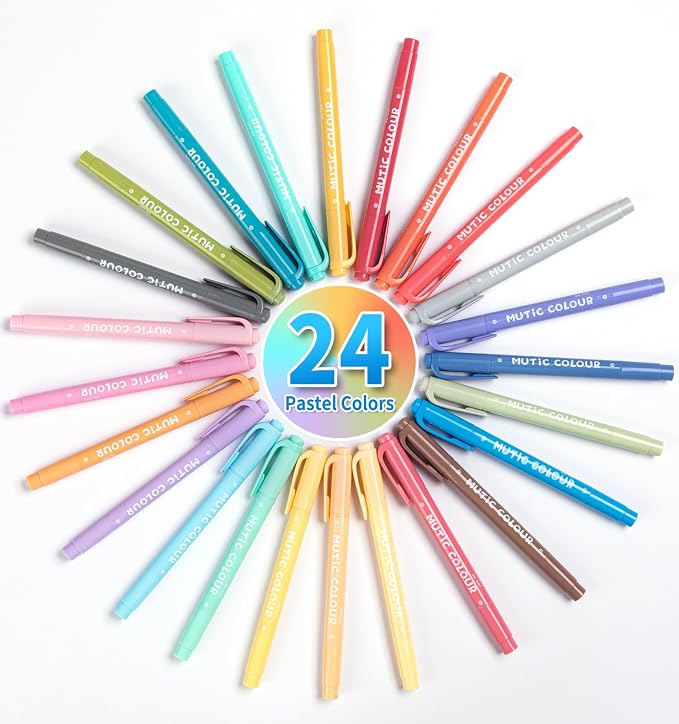 24 Pcs Highlighters Assorted Colors, Pastel Dual Tip Highlighters | Aesthetic Highlighter, Quick-Drying Ink, Chisel & Fine Tips for Journaling, Note Taking, School and Office Supplies