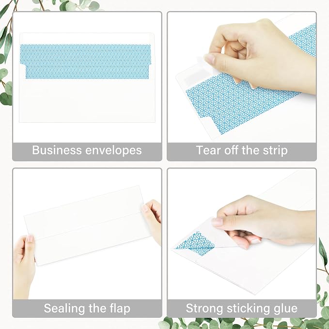 QIKSION 200 Pack #10 Envelopes Letter Size Self Seal Business Envelopes | Security Mailing Envelopes, 4 1/8 x 9 1/2 Inches, White