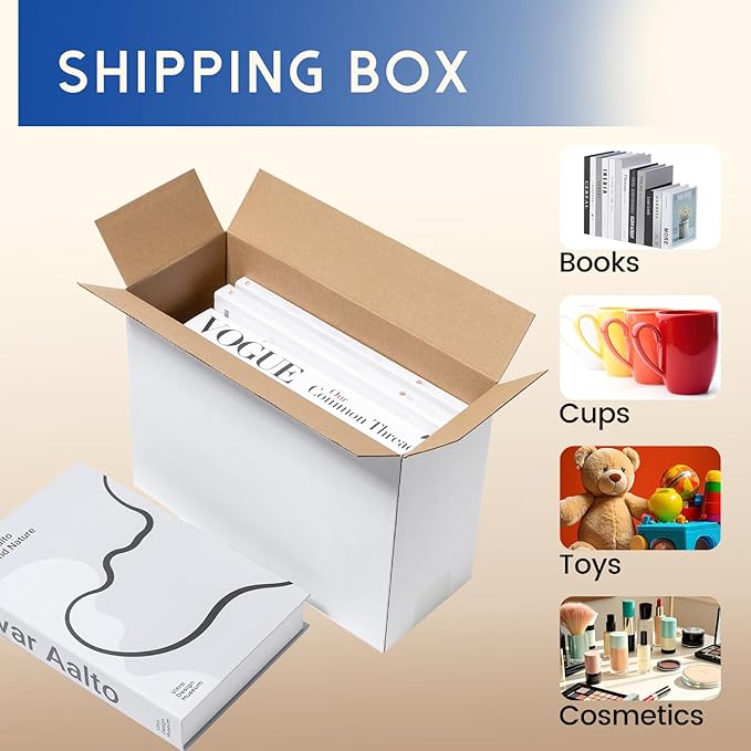 12x5x9" Shipping Boxes 50 Pack - Corrugated Cardboard Mailing Box Packaging for Small Business - White Mailer Packing Supplies