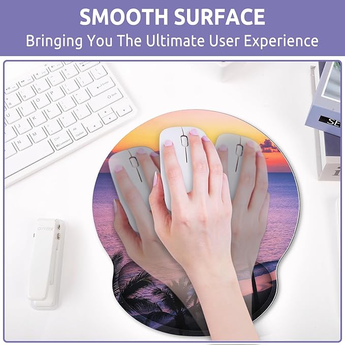 Ergonomic Mouse Pad with Wrist Rest, Small Mousepad with Non-Slip Rubber Base and Smooth Surface, Sunset Mouse Pads for Desk, Office Desk Accessories