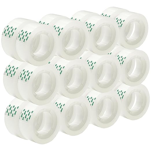 24 Rolls Transparent Tape Refills Rolls 3/4-Inch x 720 inch, 1 inch Core, Clear Gift Wrapping Tape Refill Roll for Office, Home, School