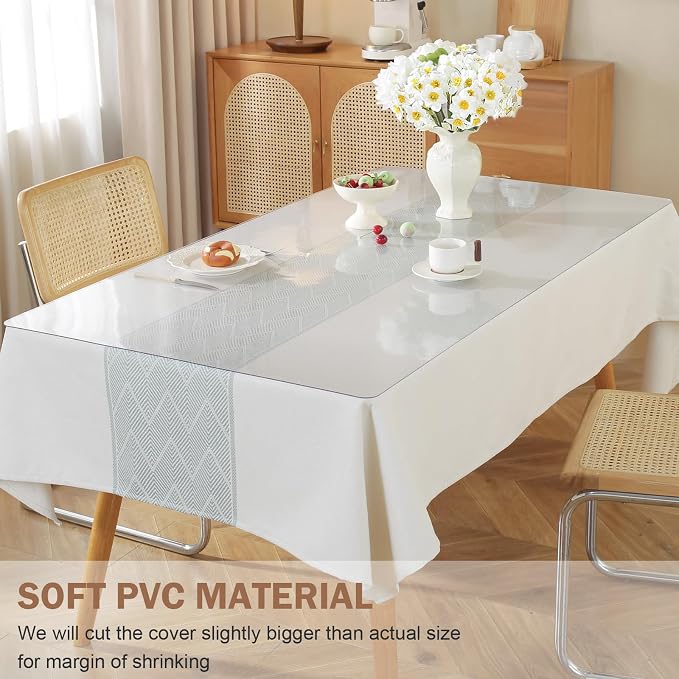 LovePads Frosted Table Cover Protector 36 x 60 in, 1.5mm Thick Plastic Mat | Non-slip Waterproof PVC Table Protector, Cut to Size, Spill-Stain-Scratch Proof, Fits Kitchen, Dining Table, Dresser, Desk