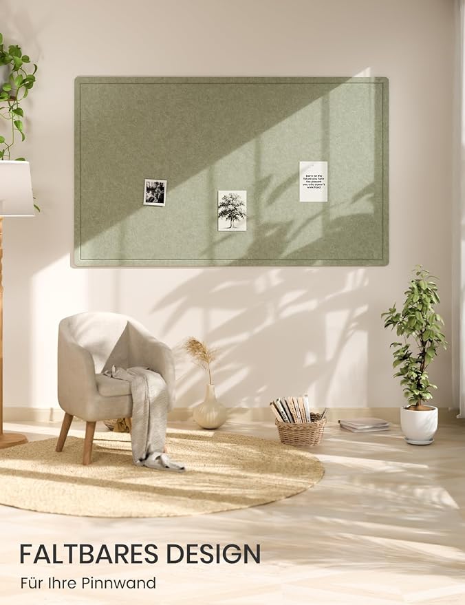 Fluxynara 59" x 35.4" Large Bulletin Board, Sage | Cork Board Alternative with 24 Removable Adhesive Tabs, Foldable Felt Pin Board for Home, Office, Classroom & Dorm