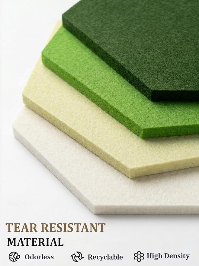 8-Pack Hexagon Felt Bulletin Board Tiles, Cork Board Alternative | For students and teachers creating vision boards in homes, offices, dorms or classrooms; includes 30 push pins.