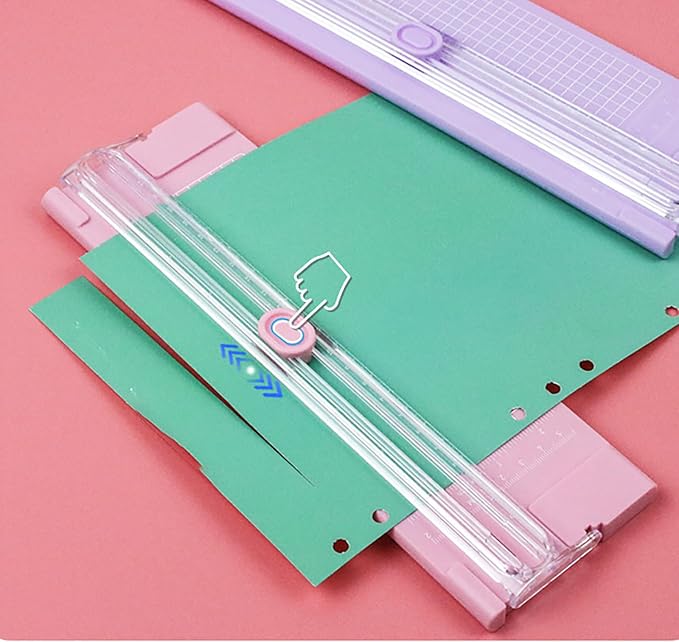 A4 Pink 10.5 Inch x 3.5 Inch Paper Cutter for Cutting Paper, Coupon, Label, Cardstock, and Scrapbooking Craft for Office and Home (Pink)