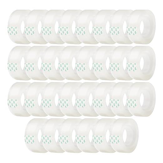 30 Rolls Transparent Clear Tape Refills for Dispenser, Sturdy Tape(Not Easily Tear), 0.7 Inch, 27.3 Yard, Perfect for Office, Home, School