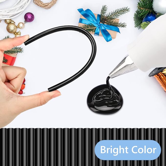 Manarty Black Hot Glue Sticks, 24PCS Mini Size 0.27" Dia x 8" Long Hot Melt Glue Stick Colored, All Temperature Adhesive EVA Glue Sticks for Repairing Sealing Stamp DIY Art Craft Decoration
