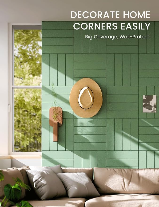 Fluxynara Felt Bulletin Board & Cork Board Alternative, Moss Green | 48" x 36" Pin board, Removable Adhesive Tabs, Easy Install Without Wall Damage, For Home Office Decor