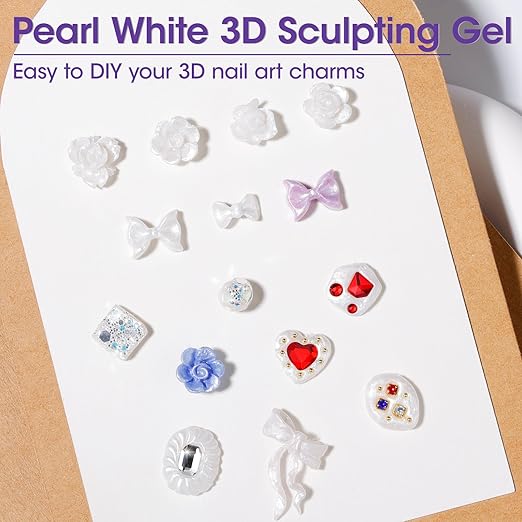 Gellen 3D Sculpting Gel for Nail Art 30g Pearl White – UV Cured Non-Sticky 3d Gelnail Art Molding Gel for Nails, Easy Carving 3D Flowers for Nail Charms
