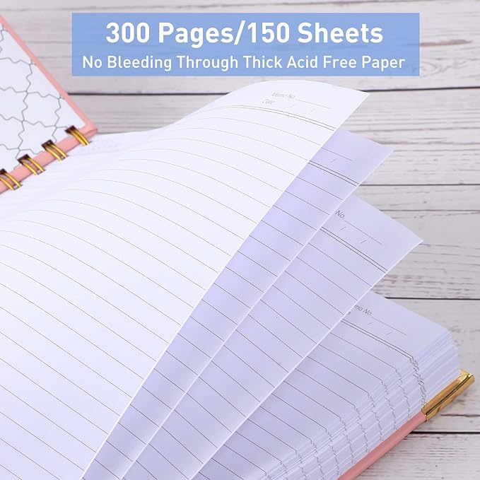Spiral Notebook, College Ruled Notebook Journal, 7” x 10”, 300 Pages Leather Writing Journal for Women Men, B5 Hardcover Notebook for Work School, 24pcs Index Tabs, Light Blue