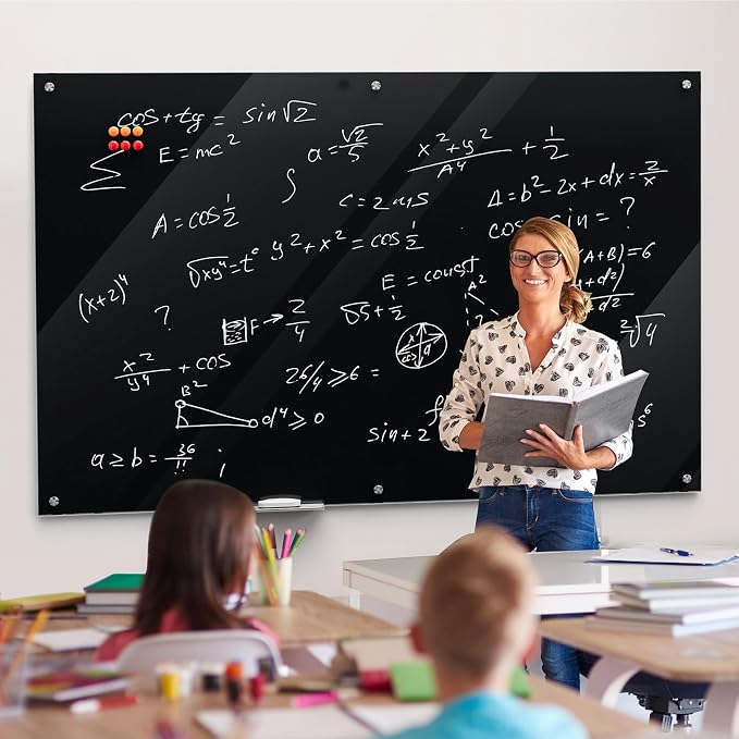 MaxGear 72" x 48" Glass Whiteboard Wall Mounted for Office Home Classroom | Magnetic Glass Dry Erase Board, Tempered Glass, Steel Backed, Non-Porous Surface, Frameless Design, Hardware Included