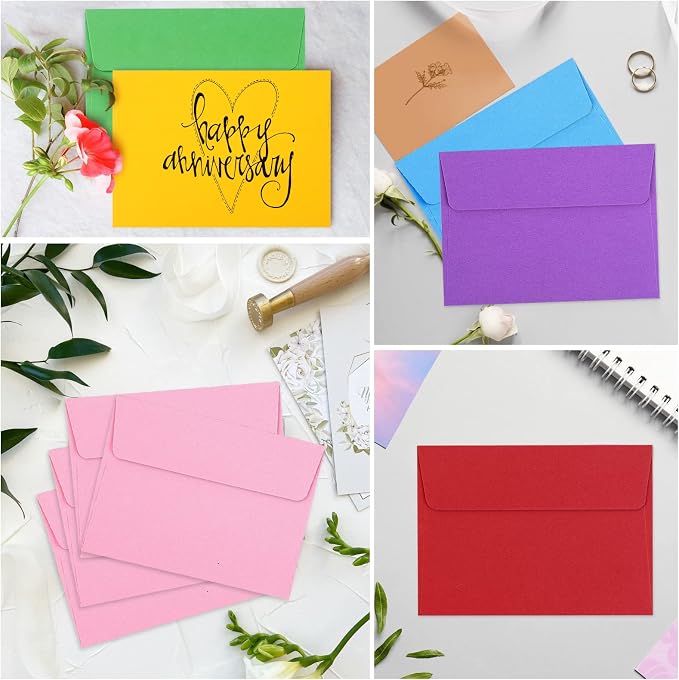 70 Pack Colored Envelopes, 4.375x5.75" Envelopes, Card Envelopes A2 Envelopes Envelopes for Invitations, Printable Invitation Envelopes for Weddings, Invitations, Postcards, Greeting Cards