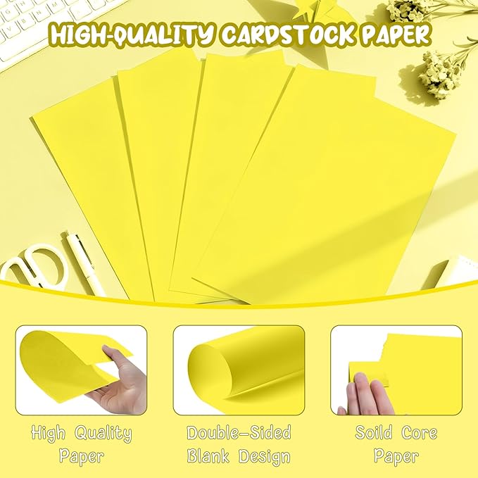 Lemon Yellow Cardstock Paper 8.5 x 11, 40 Sheets Cardstock Printer Paper 8.5x11, Yellow Card Stock Paper 8.5 x 11, 200 GSM Yellow Construction Paper for DIY Cards, Greeting Cards, Party Decorations