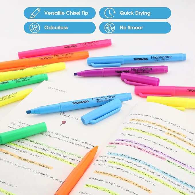 TWOHANDS Highlighters Assorted Colors pack 30 Highlighters bulk,Chisel Tip Marker Pens,Quick-drying,21328