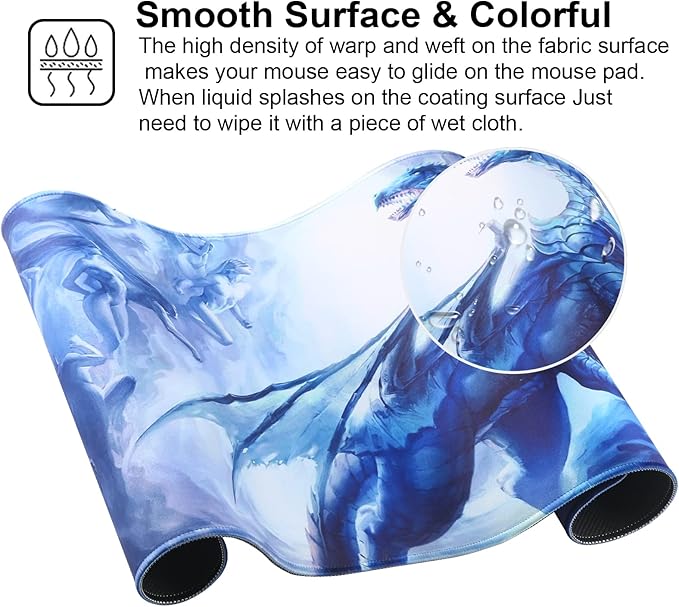 Gaming Mouse Pad,Large Mouse Pad Size 31.5x11.8Thickness 0.12inches,Premium-Textured Non-Slip & Waterproof Computer Mousepad with Stitched Edges for Gaming,Office & Home80x30Girldragon006