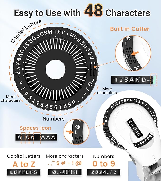 Embossing Label Maker Machine with 10 Tapes Black, Vintage Manual Labeler, 3D Embossed Label Maker 3/8inch Labels-Waterproof for Scrapbooking Supplies, Home Office & Kids School Items