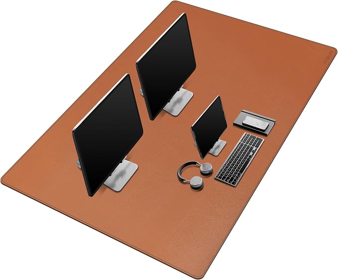 Mydours 55" x 28" XXL Large PU Leather Desk Mat, Gaming Mouse Pad, (Brown) | Extended Dual-Sided Portable Desks Pad, Waterproof Easy Clean Keyboard Computer Desktop Protector for Gift Office Home