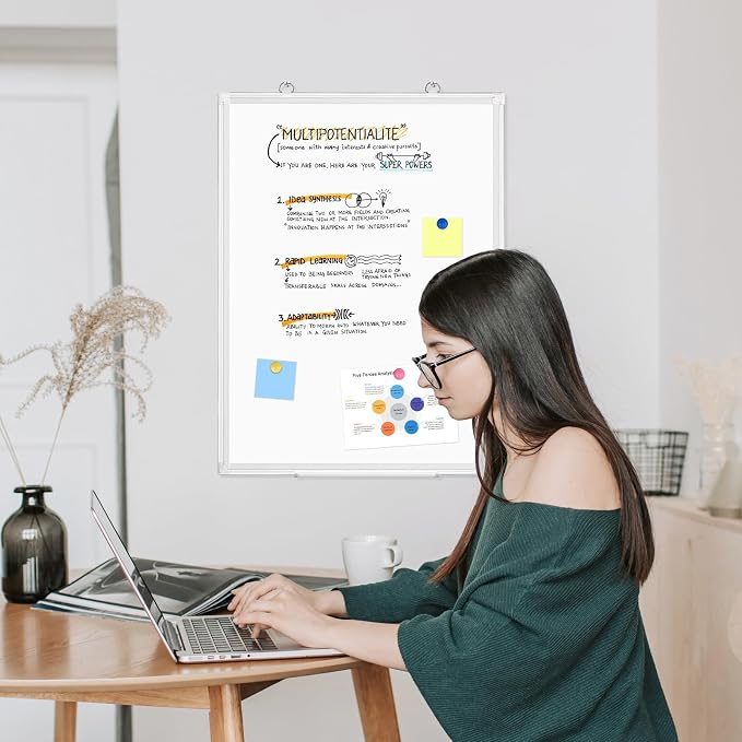 Double-Sided White Board Dry Erase Magnetic Whiteboard Wall 36x24, White | Smooth Write & Clean, Durable 11-Layer, Aluminum Frame, Easy Wall Mount & Hanging, Full Kit for Home, Office, School
