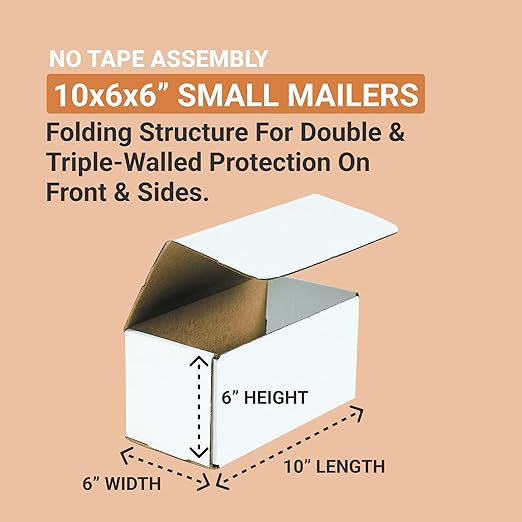 BOX USA Shipping Boxes Small 10"L x 6"W x 6"H 50-Pack - Heavy Duty Corrugated Cardboard Box for Moving, Mailing, Packing, Packaging and Storage