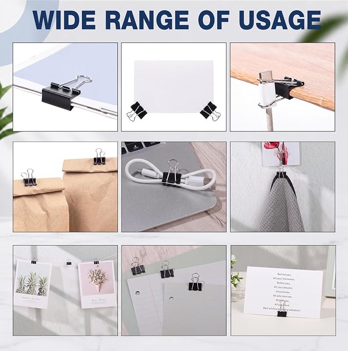 Jetec 100 Pcs Black 0.75 Inch Binder Clip Paper Clamp Metal Paper Clip | for Teachers Students Classroom Business Office and School Office Supplies