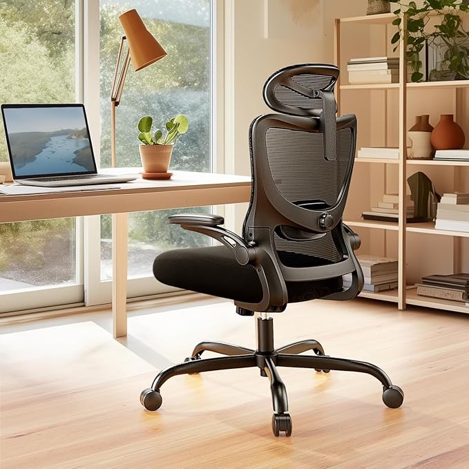 Marsail Ergonomic Office Chair with 3D Armrests, Pack of 10 | Office Desk Chair with High Back Mesh, Adjustable Lumbar Support, Rolling Work Swivel Task Chairs with Wheel, Headrest, home