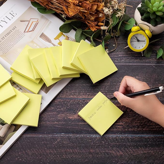 (20 Pads) Sticky Notes 3x3 Inches, Yellow Colors Self-Stick Pads, Easy to Post for Home, Office, Notebook
