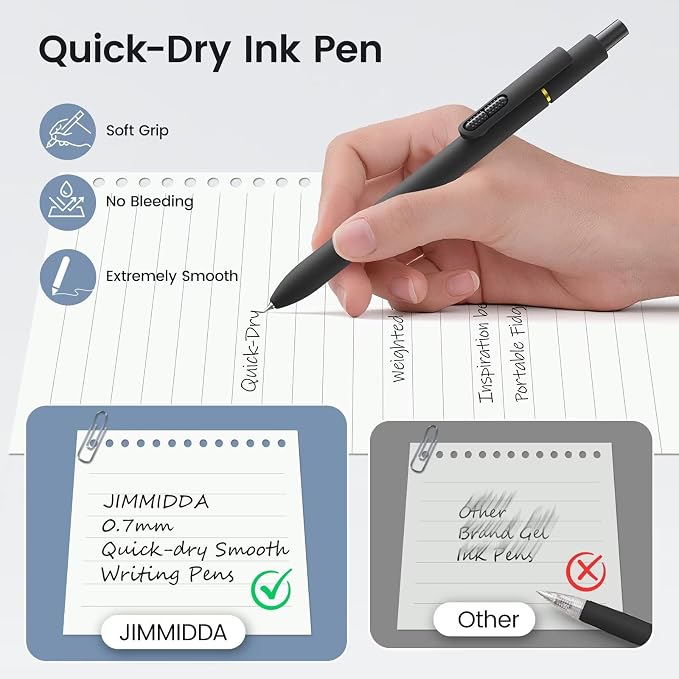8 Pack Gel Pens, Black Ink Quick-Drying No Smudge with Fidget | 0.7mm Fine Point, Smooth Writing, Long-Lasting Ink, Stress Relief Pens for Journaling, School Office, Gift for Women Men