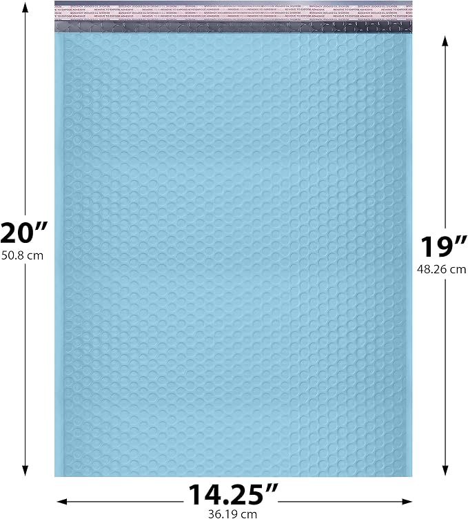 Light Blue Bubble Mailers 14.25x20 Poly Padded Envelopes #7 100 Pack | Holds Clothing & Bulk Items, Self-Seal Closure, Cushioned Protection, Water-Resistant Poly, Bulk Pack