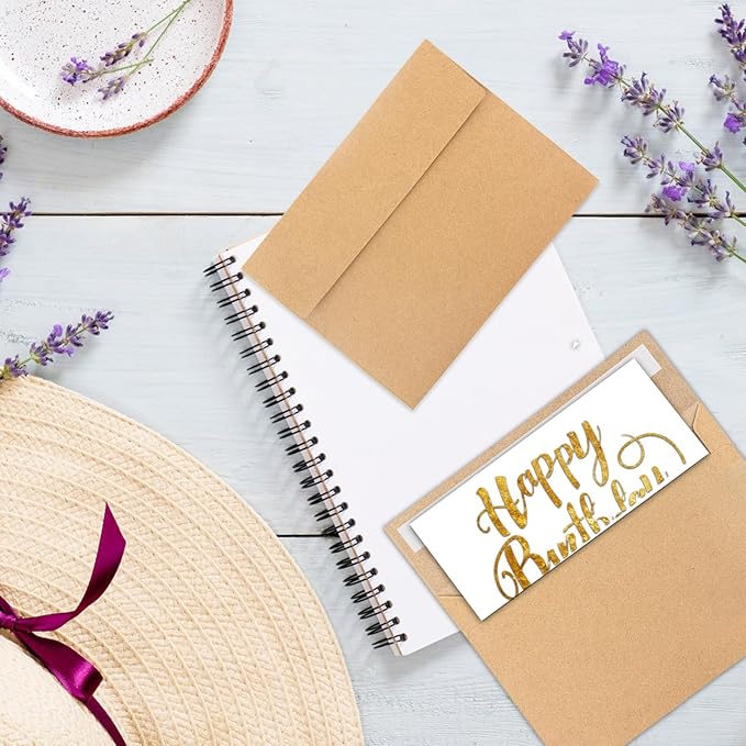 100Packs A7 Kraft Envelopes 5x 7 Inch Card Envelopes,Self Seal for Weddings, Greeting Cards，Mailing， Invitations, Photos, Postcards