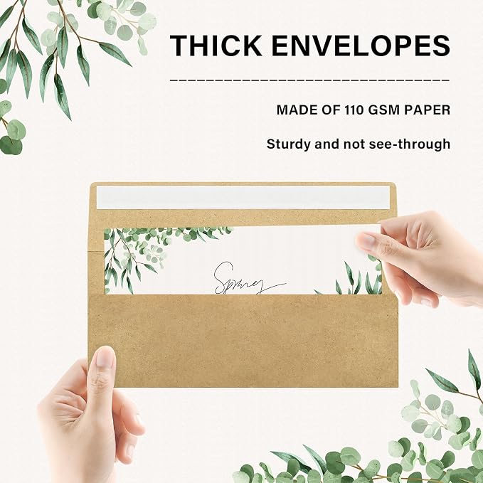 50 Pack #10 Kraft Paper Envelopes Letter Size Self Seal Business Envelopes | Brown Security Mailing Envelopes, 4 1/8 x 9 1/2 Inches