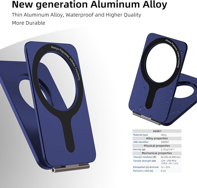 1ST IDEA for Magsafe Tripod, Tripod for iPhone Lightweight Aluminum Alloy & Angle Adjustment & Strong Magnets iPhone Tripod Stand Compatible with 17/16/15/14/13/12 (Included Metal Ring)
