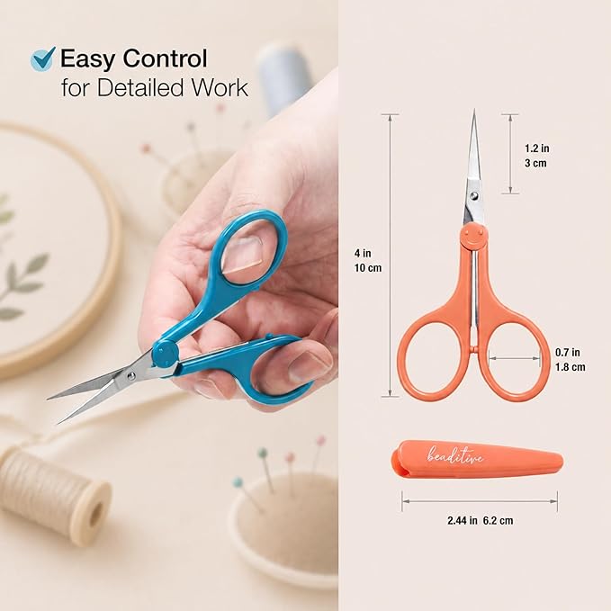 High Precision Detail Scissors Set (2-Pc) Sharp, Fine Tips | Paper Cutting, Scrapbooking, Sewing, Crafting | Stainless Steel | Protective Cover (Mid Century)