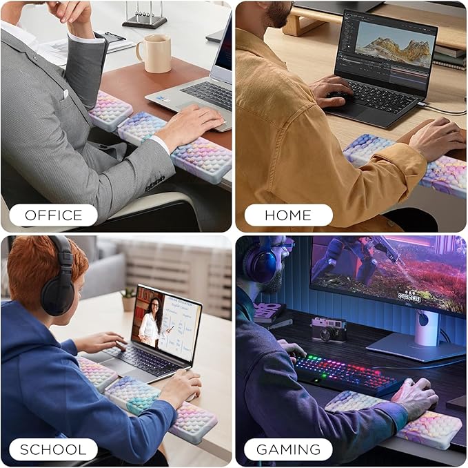 JIKIOU L-Shaped Desk Elbow Pad for Desk 2 Pack, Soft Memory Foam Elbow Support Padding with Non-Slip Base, Easy Typing Pain Relief Comfort for Office Work Gaming Marble Blue