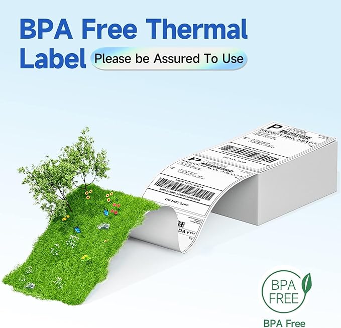 Phomemo Genuine 4X6 Thermal Shipping Label 500 Labels per Stack - 4x6 FanFold Thermal Labels Compatible with Phomemo 241bt Shipping Label Printer, Strong Adhesive Shipping Labels, Commercial Grade